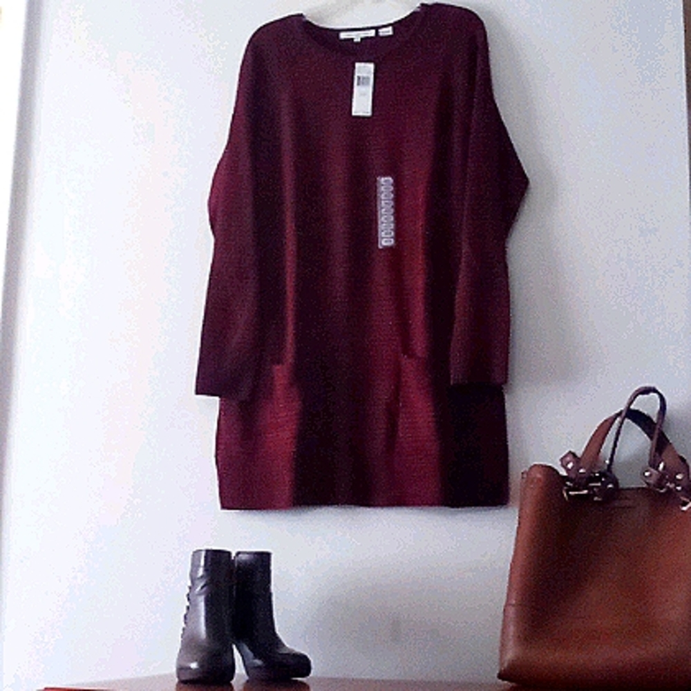 888 Burgundy Long Sleeve Sweater Dress!*